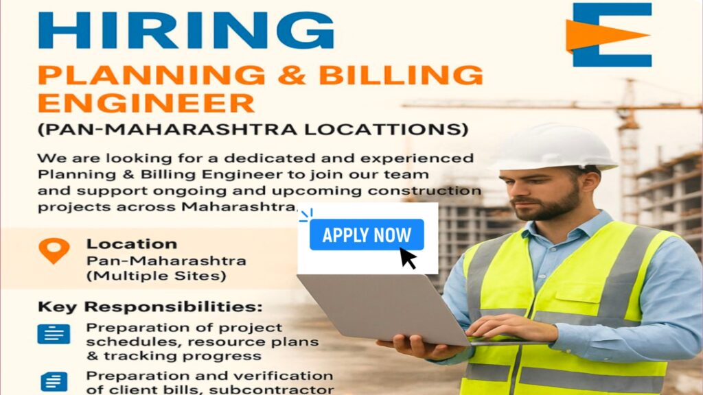 Planning & Billing Engineer Jobs Across Maharashtra | Civil Engineering Careers 2025 | Apply Now